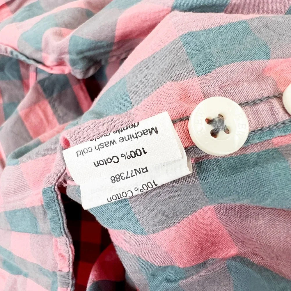 J. Crew mens pink and green buffalo plaid button down shirt slim fit size small